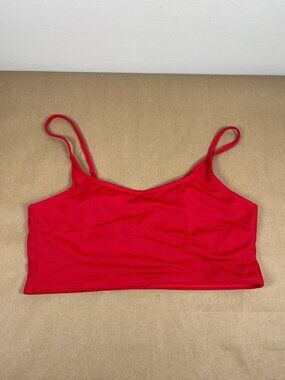 Decree Women's Red Ribbed Bralette Crop Cami Adjustable Straps Size L